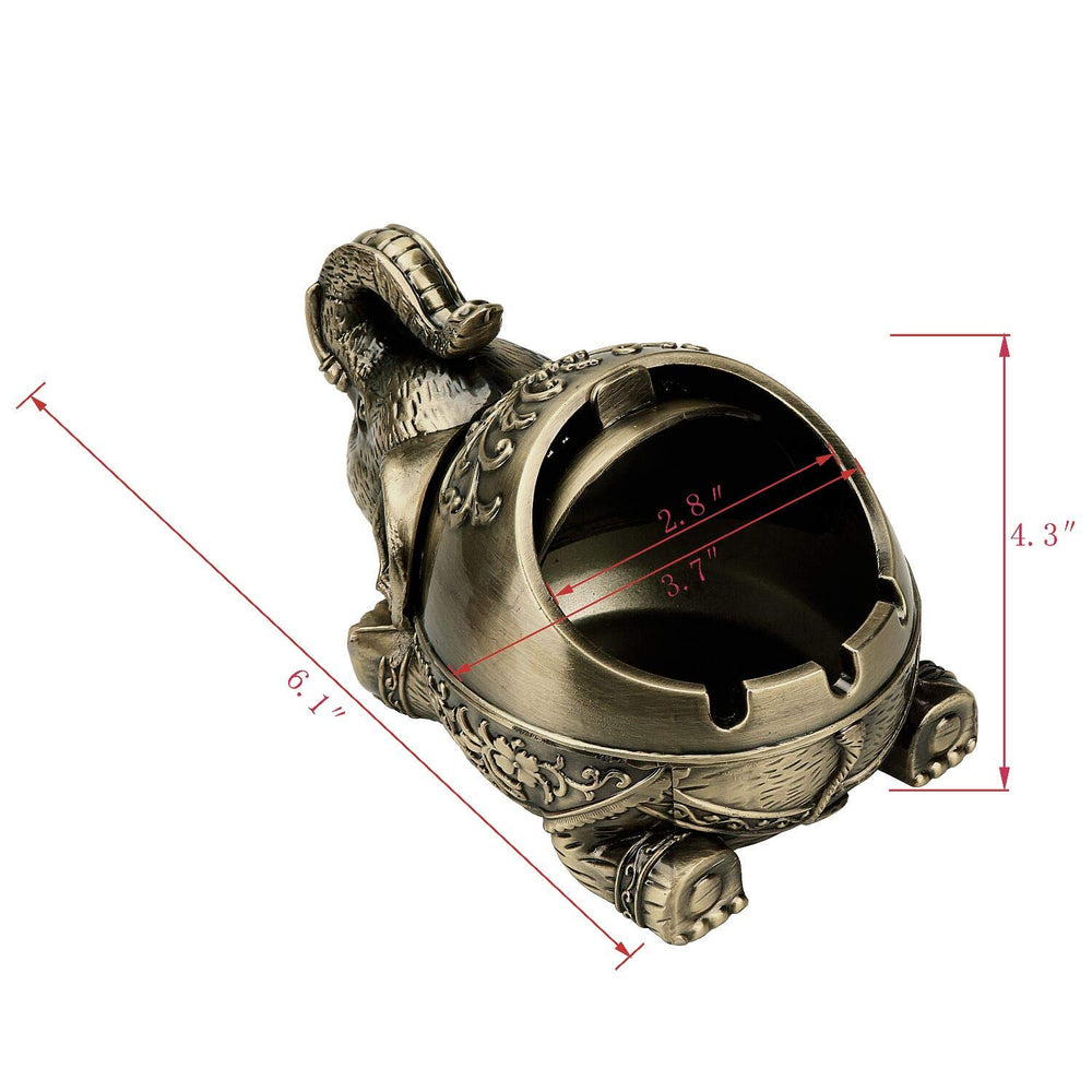 Vintage Decorative Windproof Ashtray with Lid for Cigarettes Metal Cigar Smoking Ashtray Holder for Odor Indoor outdoor Lucky Elephant Ashtray Fancy Gift for Men Women (Brozne)