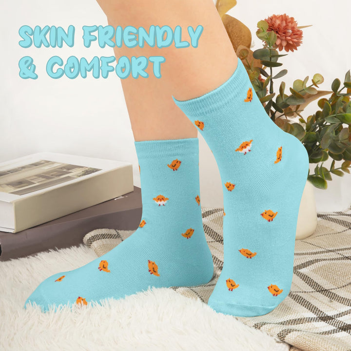 Chalier 5 Pairs Womens Cute Animal Socks Colorful Funny Casual Cotton Crew Socks,Style 01,Free size