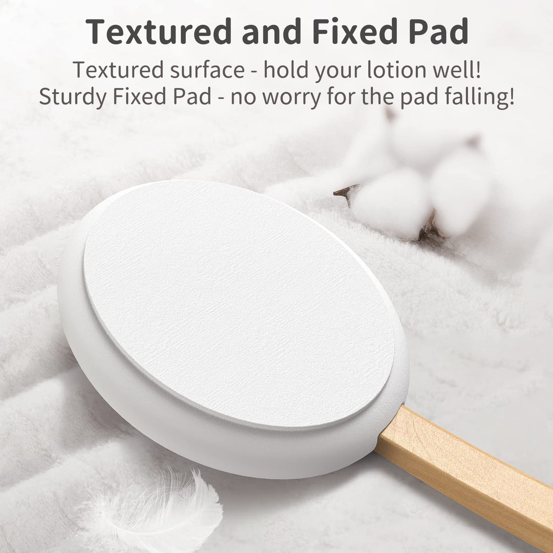 Lotion Applicator for Back, 17-inch Lotion Brush &amp; Sunscreen Applicator, Easy Back Body Applicator for Self-Tanning, Skin Cream, Acne, Elderly Aid. (Grey-Fabric Bag Package)