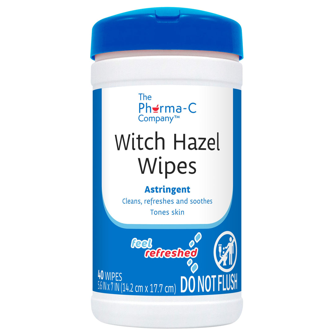 The Pharma-C Company 100% Witch Hazel Wipes [40 Wipes] - Daily Toner &amp; Astringent Cleansing Cloths For Face