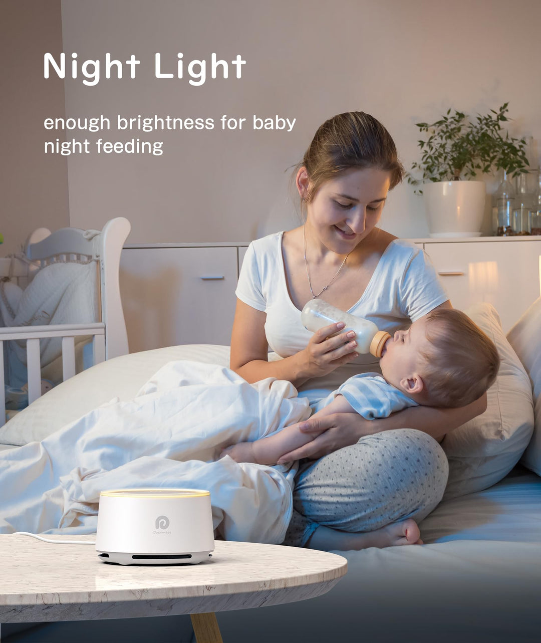Dreamegg D1 Sound Machine Baby - White Noise Machine for Baby with Night Light, 24 High Fidelity Sounds, Timer & Memory Feature, Noise Machine with Nursery Lamps for Baby Adults, Home, Office (White)