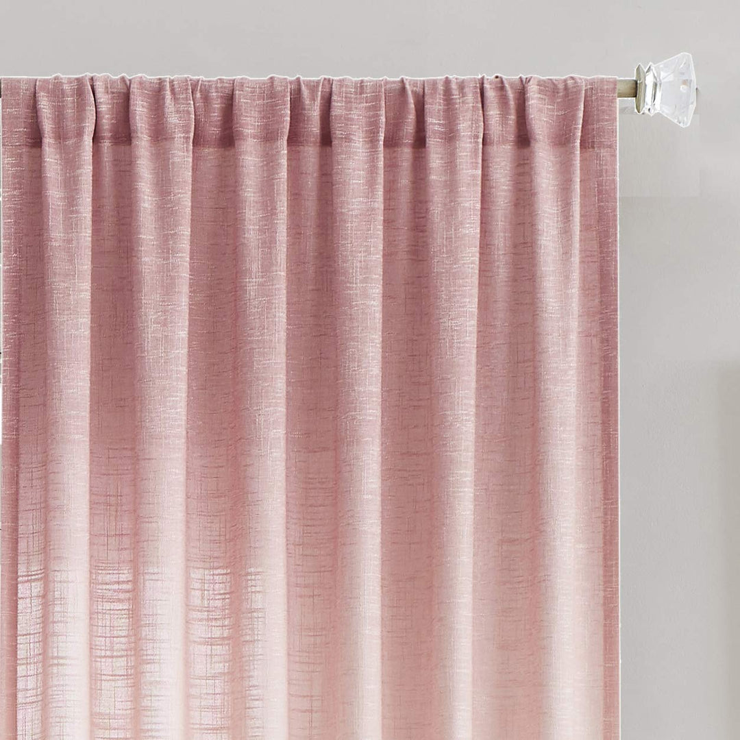 Vision Home Ombre Semi Sheer Curtains Linen Textured Gr