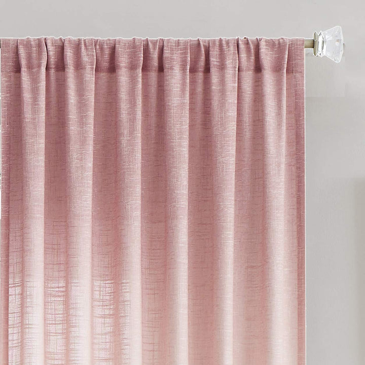 Vision Home Ombre Semi Sheer Curtains Linen Textured Gr