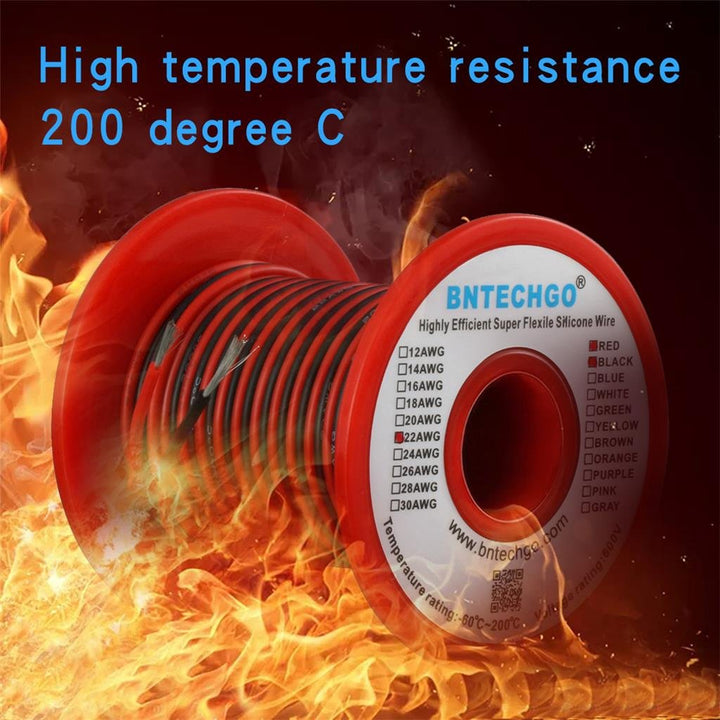 22 Gauge Silicone Wire Spool Red and Black Each 50ft 2 Separate Wires Flexible 22 AWG Stranded Tinned Copper Wire