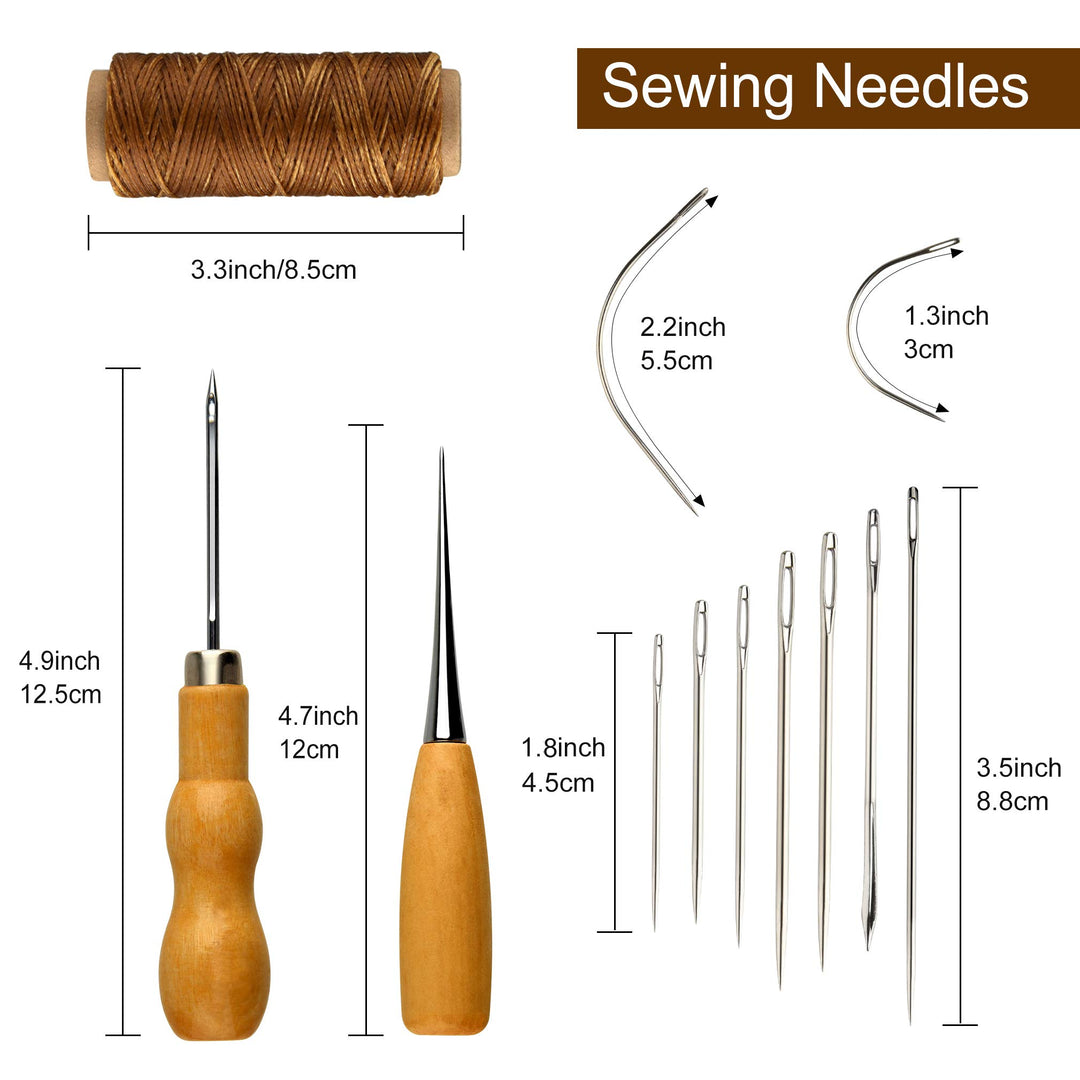 21pcs Leather Waxed Thread 8 Color 264 Yards 150D Leather Sewing Waxed Thread Cord with Leather Craft Hand Tools Kit for DIY Sewing Craft