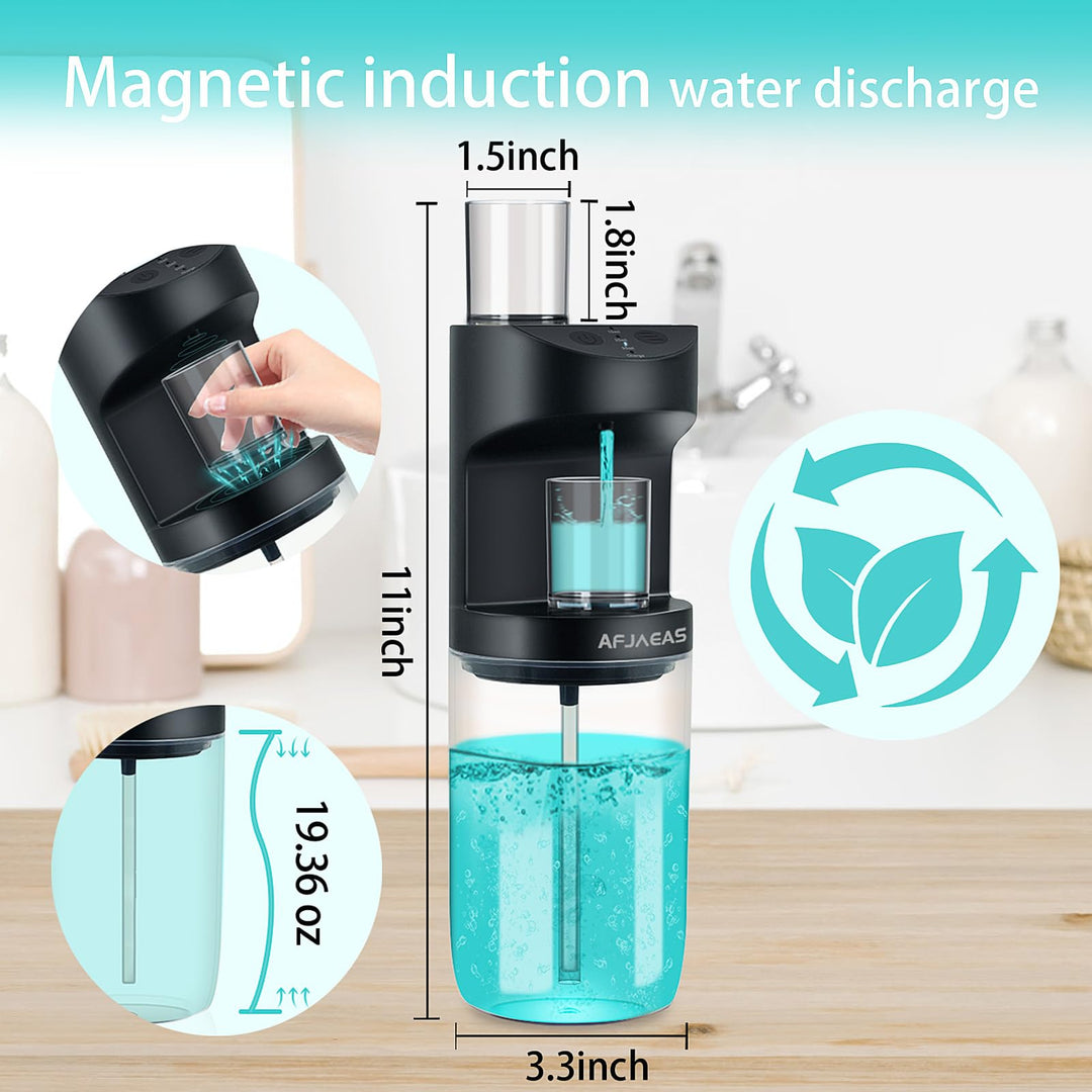 Automatic Mouthwash Dispenser for Bathroom, 19.36 Oz Mouthwash Container Touchless with Magnetic Cups, 3 Adjustable Dispensing Levels No Drip Wall Mounted Mouthwash Dispenser Bottle Black
