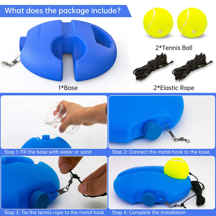 CHEGIF Tennis Trainer Rebound Ball with 2 String Balls, Solo Tennis Training Equipment for Self-Pracitce, Portable Tennis Training Tool, Tennis Rebounder Kit,Suitable for Beginners Sport Exercise