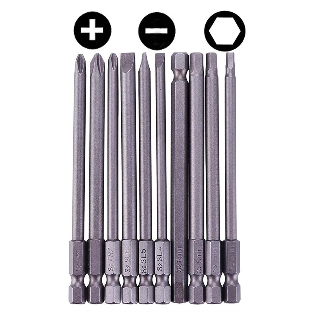 Rocaris 10pcs 1/4 Inch Hex Shank Long Magnetic Screwdri