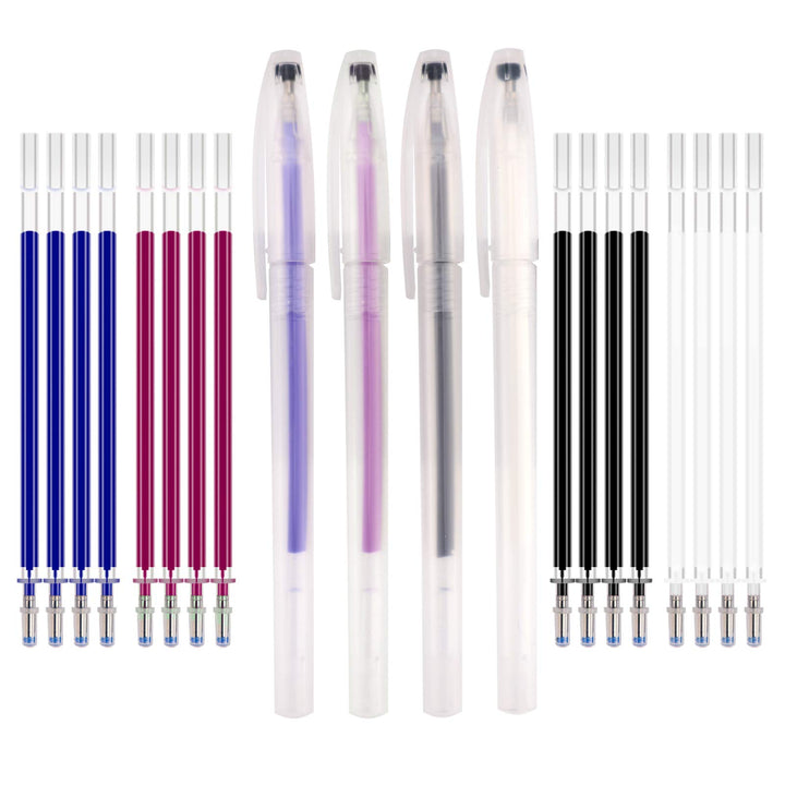 4Pcs Heat Erasable Pens Fabric Marking Pens with Caps with 20Pcs Replaceable Refills for Fabrics, Dressmaking, Quilting Sewing, Tailors Sewing