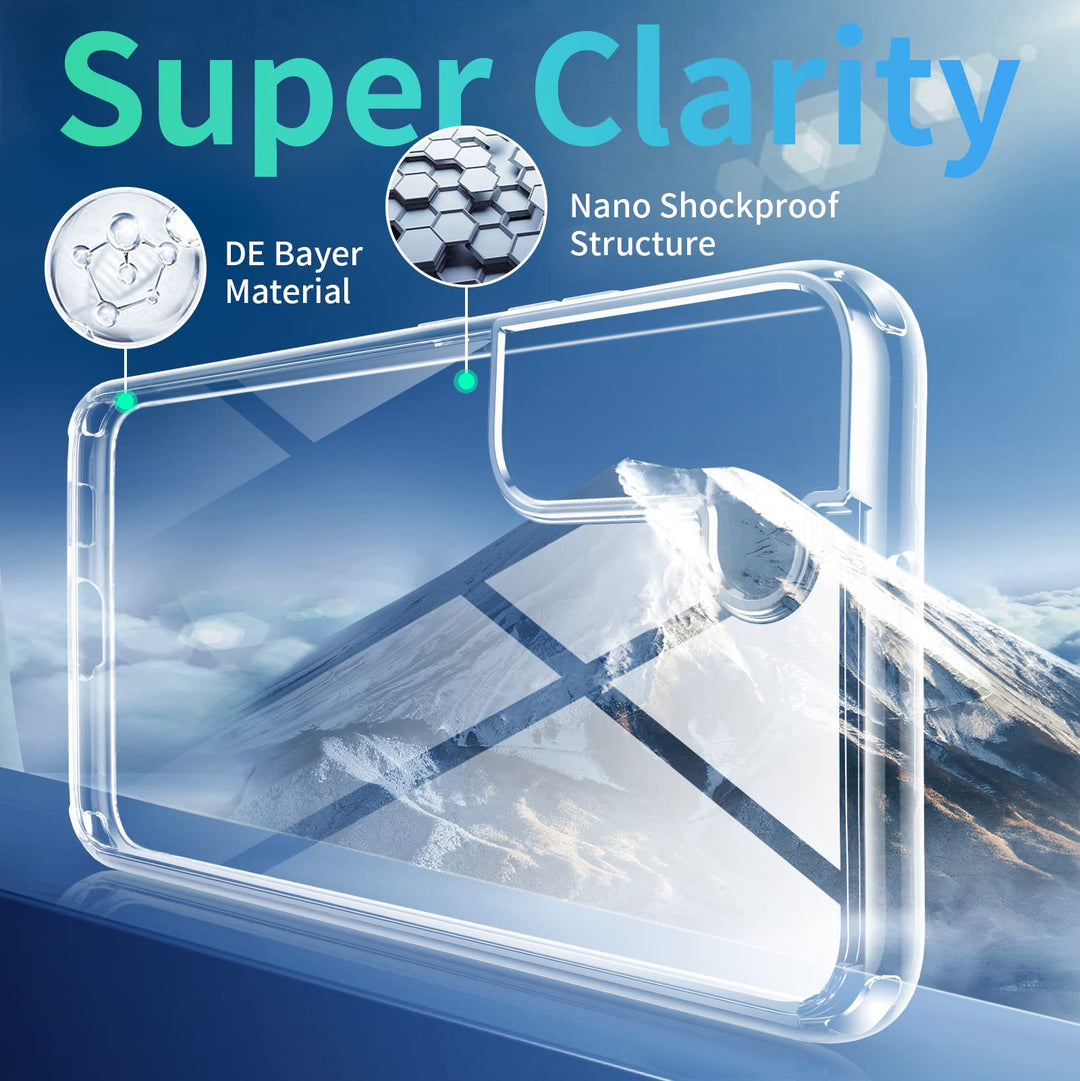 Crystal Clear Samsung Galaxy S22+ Plus Case (6.6 inch), [20X Anti-Yellow][Military Grade Protection &amp; Super Clear] Hard Back with Soft Bumper Case for Galaxy S22 Plus