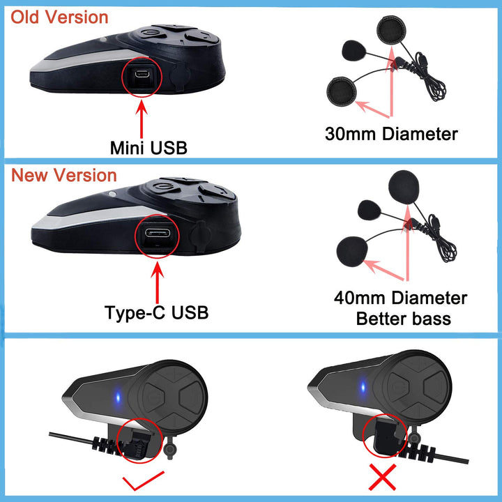 THOKWOK Motorcycle Bluetooth Headset,BT-S3 1000m Helmet