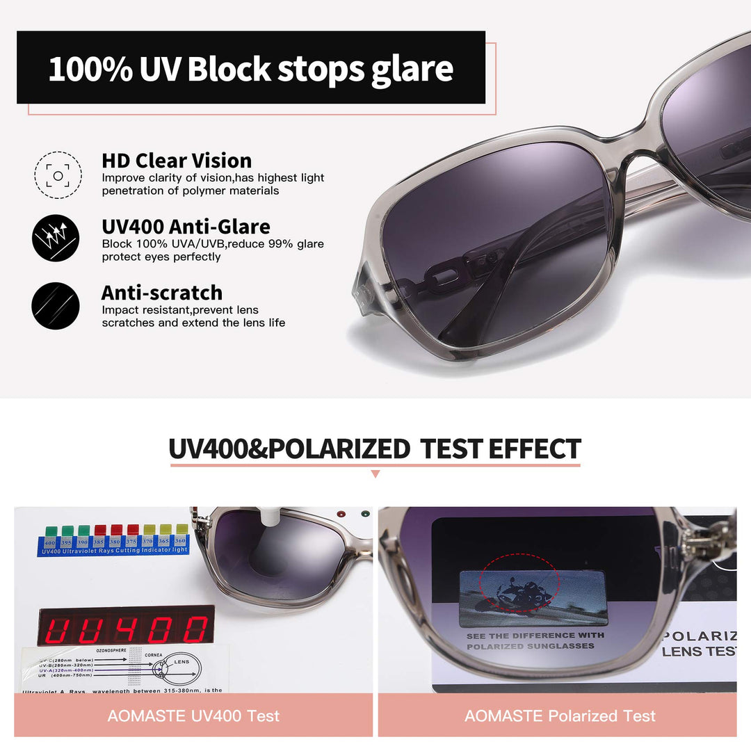 AOMASTE Retro Square Polarized Sunglasses for Women UV4