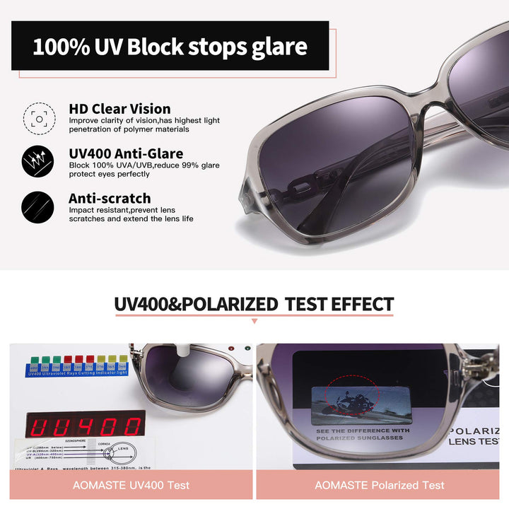 AOMASTE Retro Square Polarized Sunglasses for Women UV4