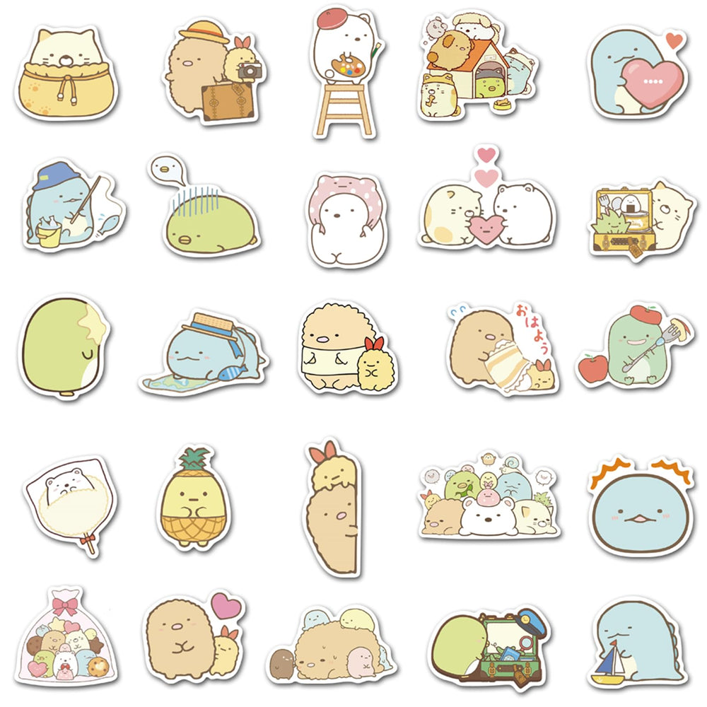 50 Pcs Kawaii Sumikkogurashi Cartoon Stickers Japanese Anime Laptop Stickers for Kids Girls Teens Water Bottles Luggage egosopp Decal