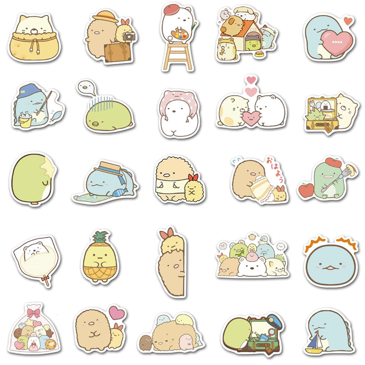 50 Pcs Kawaii Sumikkogurashi Cartoon Stickers Japanese Anime Laptop Stickers for Kids Girls Teens Water Bottles Luggage egosopp Decal