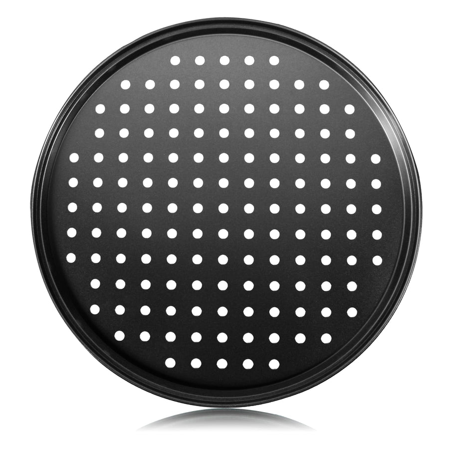 Pizza Steel Pan for Oven, Pizza Crisper Pan with Holes 12 Inch, Nonstick Round Pizza Baking Sheet Oven Tray, Perforated Carbon Steel Pizza Bakeware For Home Restaurant Kitchen Baking