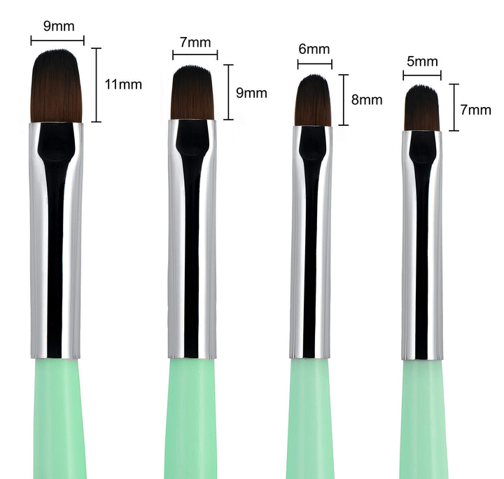 4Pcs Uv Gel Polygel Nail Brush Set (Size 6, 8, 10, 14) For Acrylic Uv Nail Extensions And Nail Tips Builder, Wooden Handle With Nylon Hair Manicure Nail Art Painting Pen