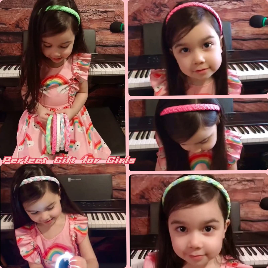 Braided Headbands Girls 6 Pieces Rainbow Braid Head Bands for Kids Toddlers Women Hand Twist Hairbands Sequins Cloth Hair Accessories Party Favors