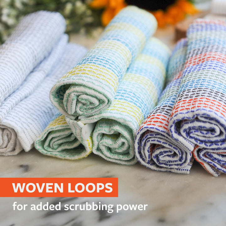 Tidy 100% Organic Cotton Dish Cloths, Set of 3, Multicolored