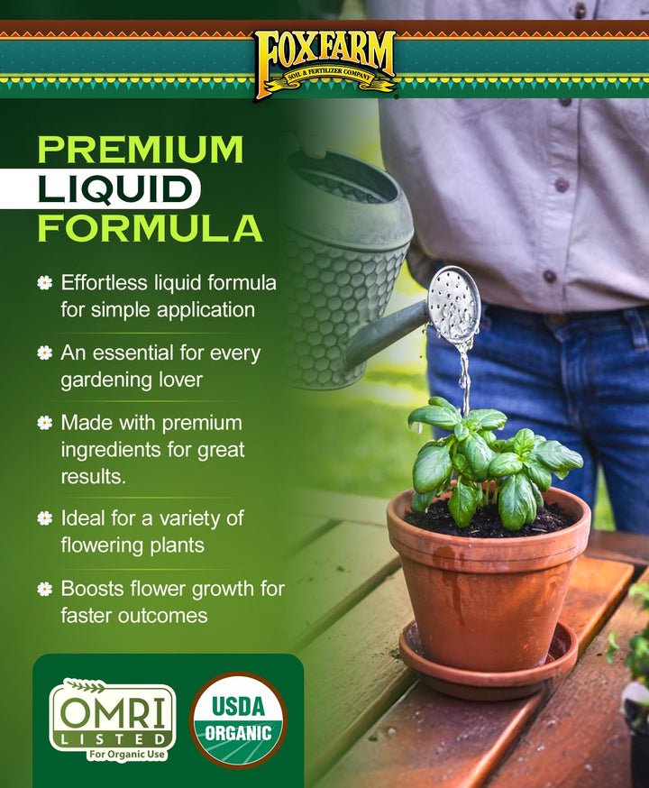 - Big Bloom Plant Food, Liquid Fertilizer Concentrate for Flowers, Fruits, and Vegetables, All Purpose Plant Fertilizer for Indoor &amp; Outdoor Potted Plants, NPK 0.01-0.03-0.7 (Pint)