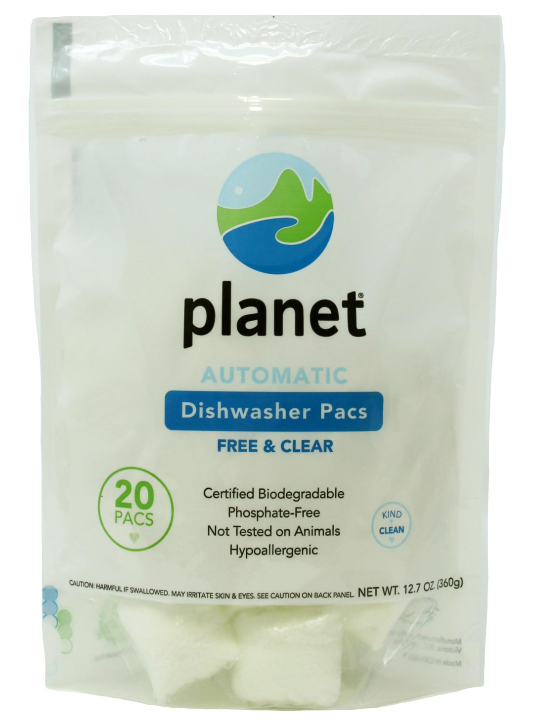 Planet Automatic Free &amp; Clear Dishwasher Pacs, 