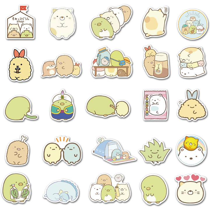 50 Pcs Kawaii Sumikkogurashi Cartoon Stickers Japanese Anime Laptop Stickers for Kids Girls Teens Water Bottles Luggage egosopp Decal