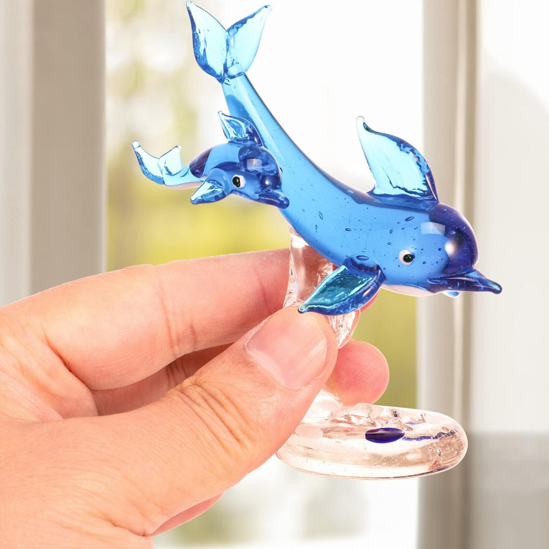 Garneck Dolphin Decor Crystal Glass Dolphin Figurine St