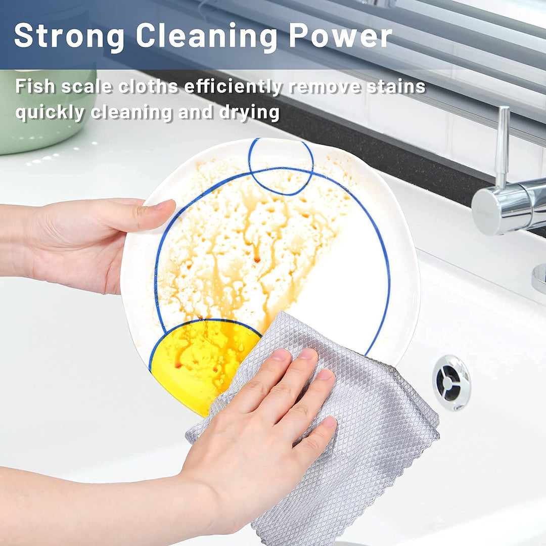 8 Pack Fish Scale Streak Free Miracle Cleaning Cloth, M