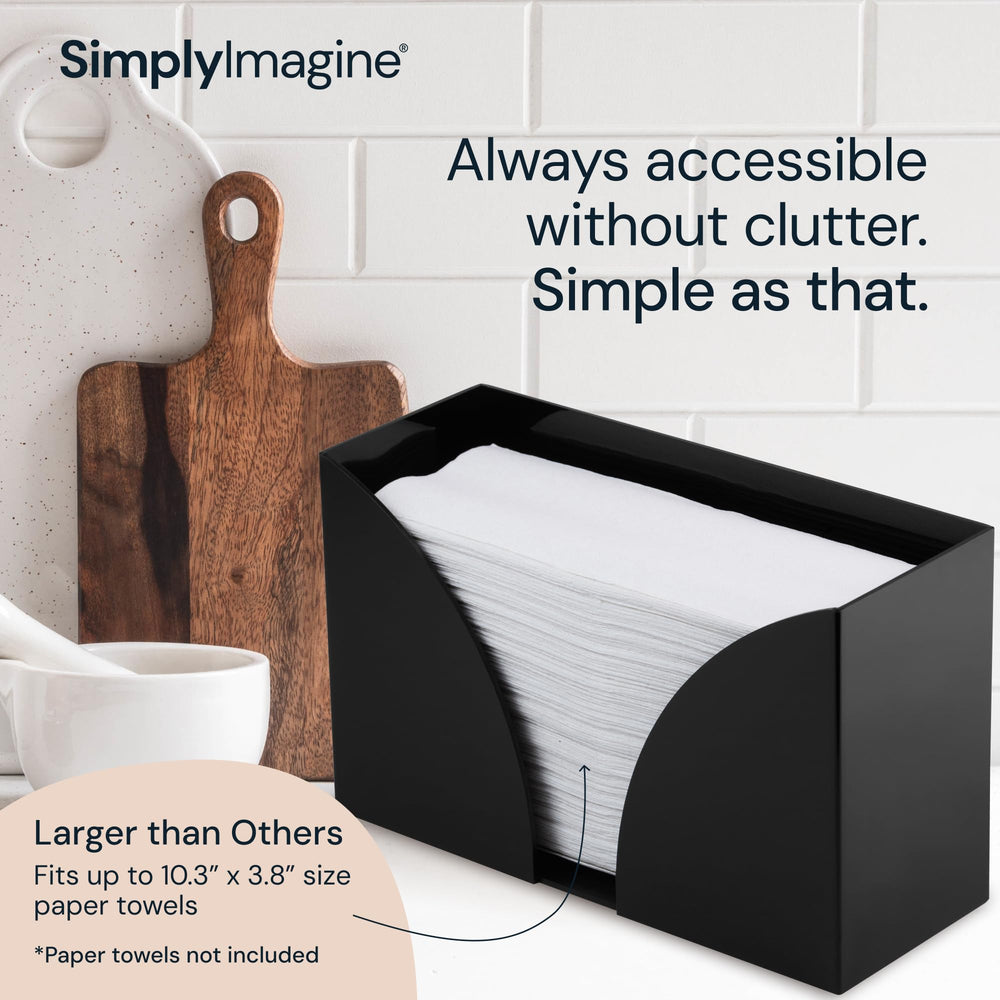Acrylic Countertop Paper Towel Holder Dispenser – Black Acrylic Storage Holder for Kitchen & Bathroom | Hand Towel Napkins Tissue | Bathroom Napkin Dispenser, C Fold Trifold, Multi-fold