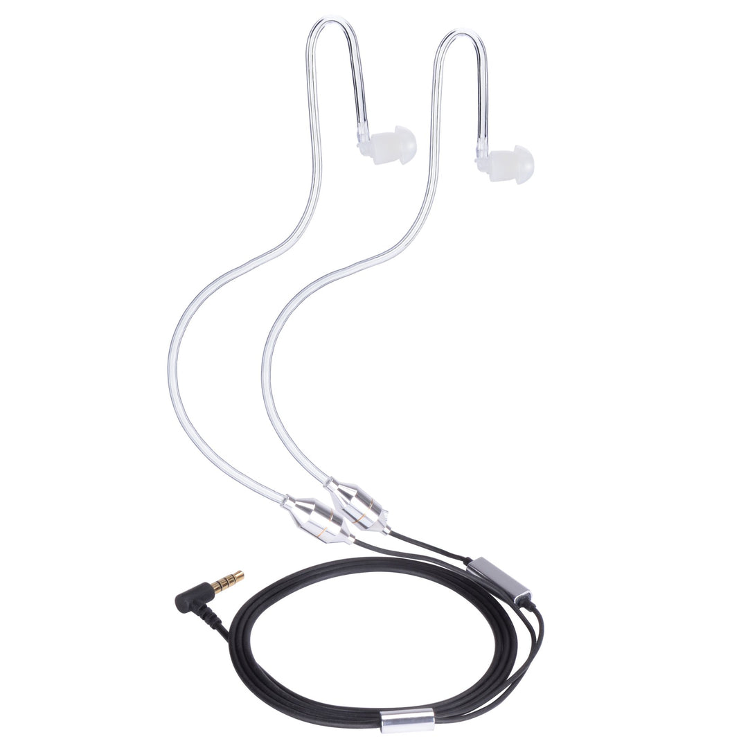 Air Tube Headset Binaural with Microphone Deep Bass Noise Cancelling for Phone, Pad, Pod,HTC,Sony,Mp3 Players - White