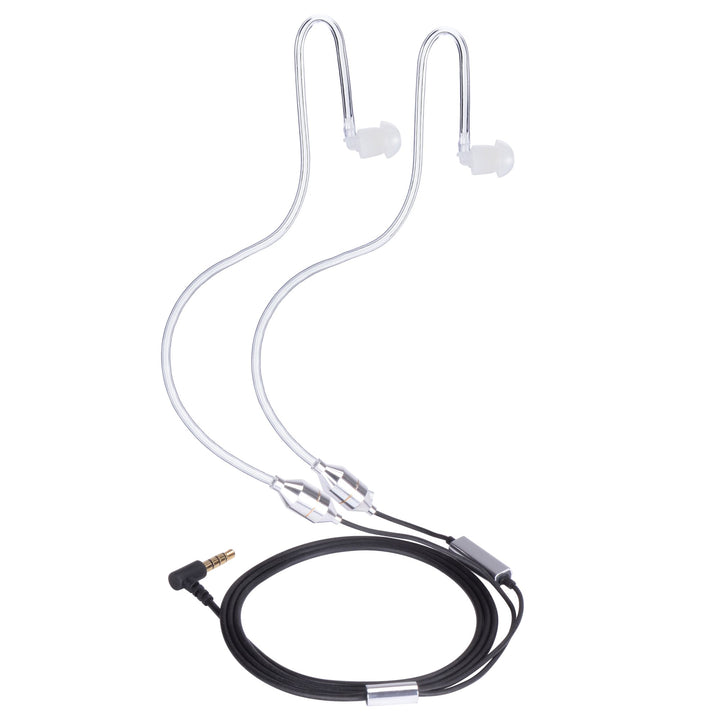 Air Tube Headset Binaural with Microphone Deep Bass Noise Cancelling for Phone, Pad, Pod,HTC,Sony,Mp3 Players - White