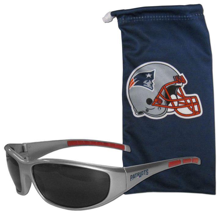 Siskiyou Sports NFL New England Patriots Adult Sunglass and Bag Set, Blue (2FSG120EB)