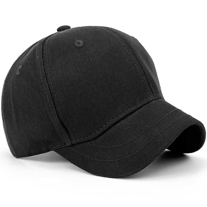 mens Structured Short Bill Plain Brim Trucker Baseball Dad Cap, Black, X-Large