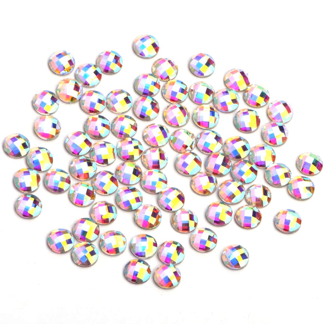 3D Crystals AB Nail Art Flat Back Rhinestones Gems Mixed Nail Diamond Stone for Nail Art Clothes Shoes Bags Crafts (100Pcs Round Coin Crytals AB)