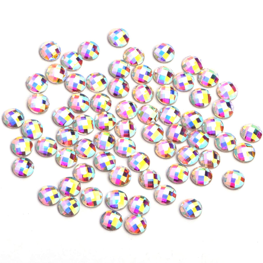 3D Crystals AB Nail Art Flat Back Rhinestones Gems Mixed Nail Diamond Stone for Nail Art Clothes Shoes Bags Crafts (100Pcs Round Coin Crytals AB)