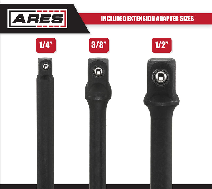 70000-3-Inch Impact Grade Socket Adapter Set - Turns Impact Drill Driver into High Speed Socket Driver - 1/4-Inch, 3/8-Inch, and 1/2-Inch Drive