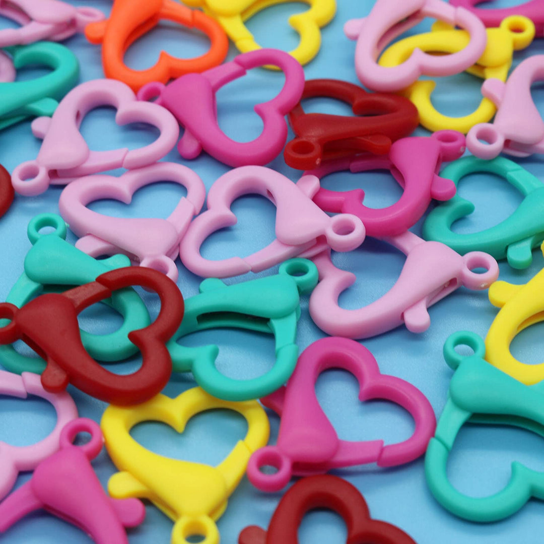 Plastic Lobster Clasps Hook Clips Lanyard Snap Hooks for DIY Backpack Key Rings Chains (25mm Heart Shape Lobster Clasp)