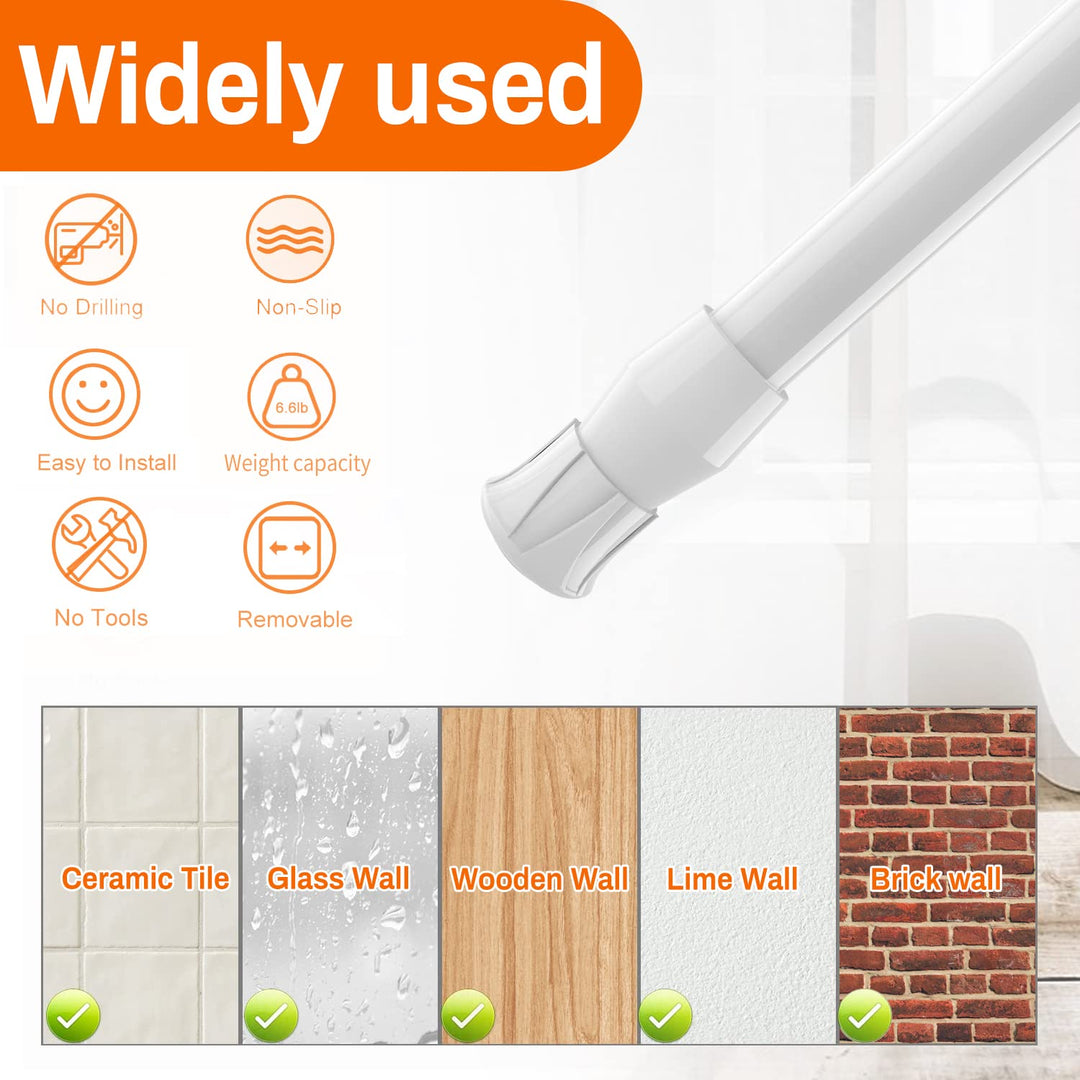 6 Pack Spring Curtain Rod Adjustable Length for Kitchen