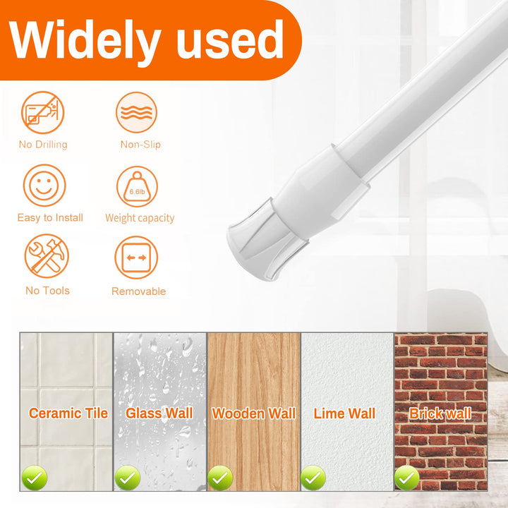 6 Pack Spring Curtain Rod Adjustable Length for Kitchen