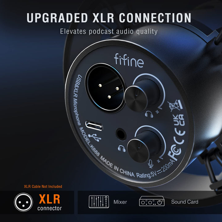 FIFINE Dynamic Microphone, XLR/USB Podcast Recording PC