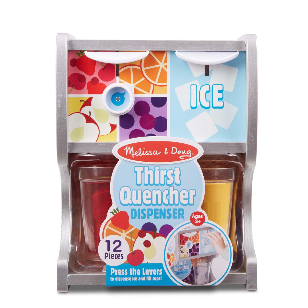Melissa &amp; Doug Wooden Thirst Quencher Drink Dispenser With Cups, Juice Inserts, Ice Cubes - FSC Certified