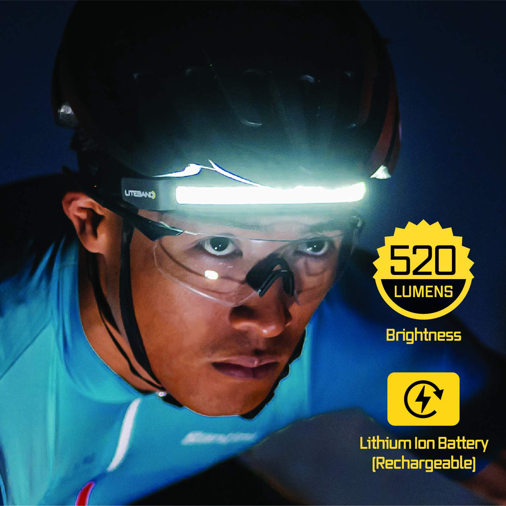 Liteband ACTIV 520 Wide-Beam LED Headlamp, 210° Illumination, 520 Lumens, Lightweight, Rechargeable, USB-C, Red LED Mode, Camping, Running, Hiking, Fits Hard Hats, Night