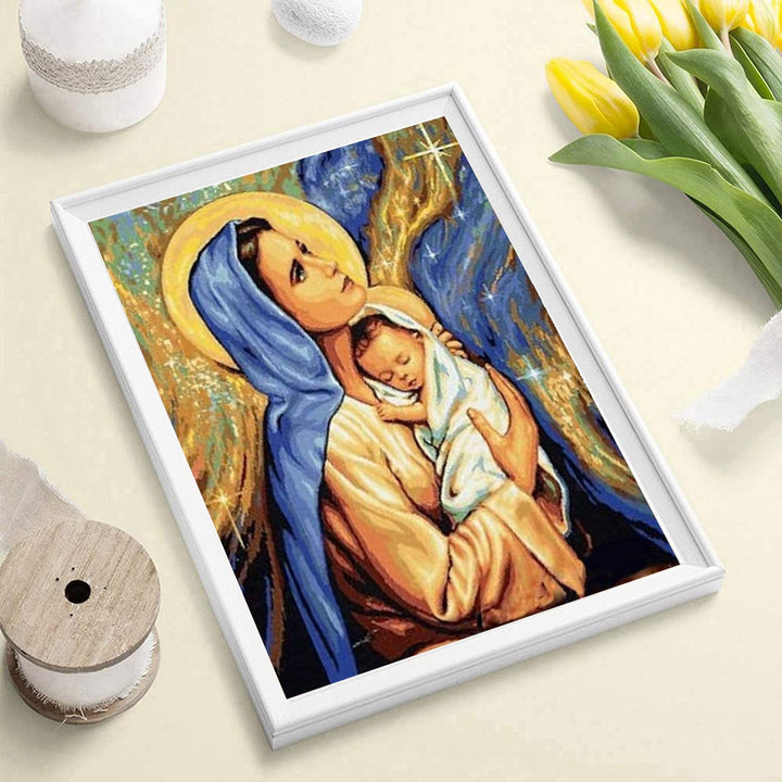 5D DIY Diamond Painting Kits for Adults, Large Size Full Drill Diamond Arts Rhinestone Pasted, DIY Painting Diamonod Dot Arts Crafts for Home Wall Decor Gift, 15.7x19.7 (Virgin Mary)