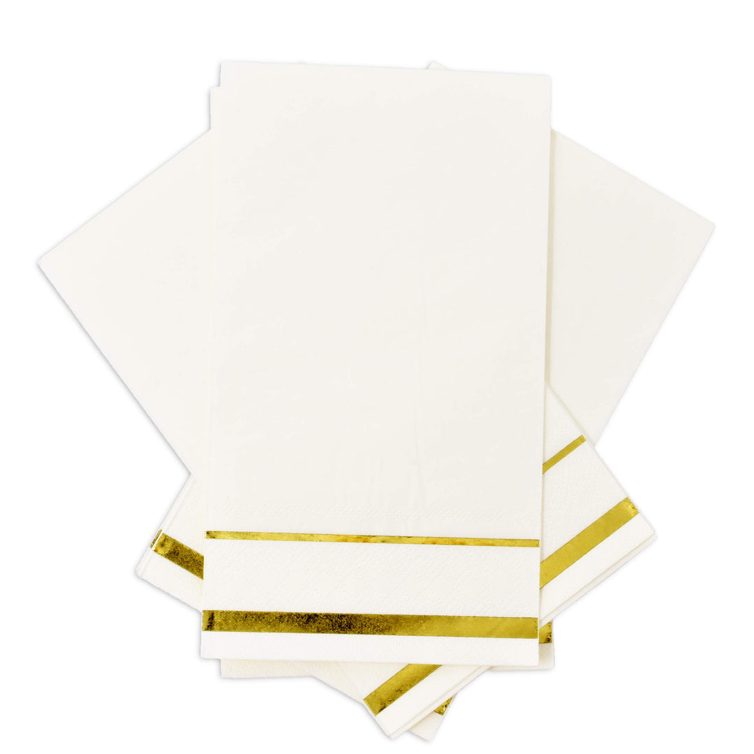 Gift Boutique 100 Gold Trim Lined Guest Napkins Elegant