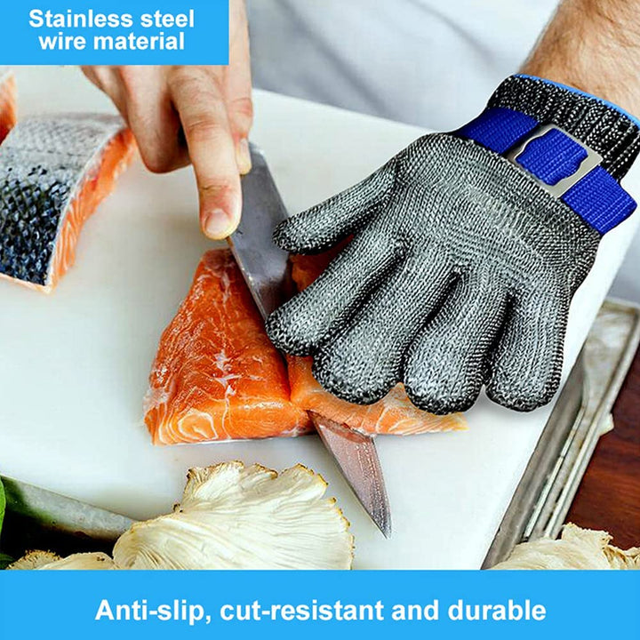 Level 9 Cut Resistant Glove, Stainless Steel Mesh Wire Glove, Rustproof Kitchen Cutting Gloves, Butcher Safety Work Metal Glove for Slicing Chopping and Peeling Meat, Fish Fillet, Oyster