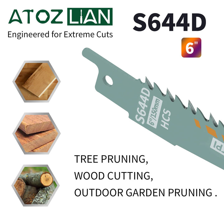 6-Inch 6TPI HCS Wood Pruning Reciprocating Saw Blade (9-Pack) / Wood Cutting Reciprocating Saw Blades /