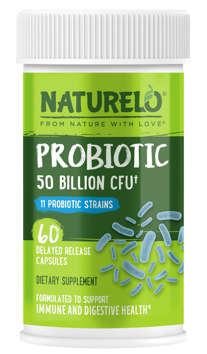 Probiotics for Digestive Health - 50 Billion CFU, 11 Strains Daily Supplement - Boosts Immune System, Delayed Release, 60 Vegetarian Capsules