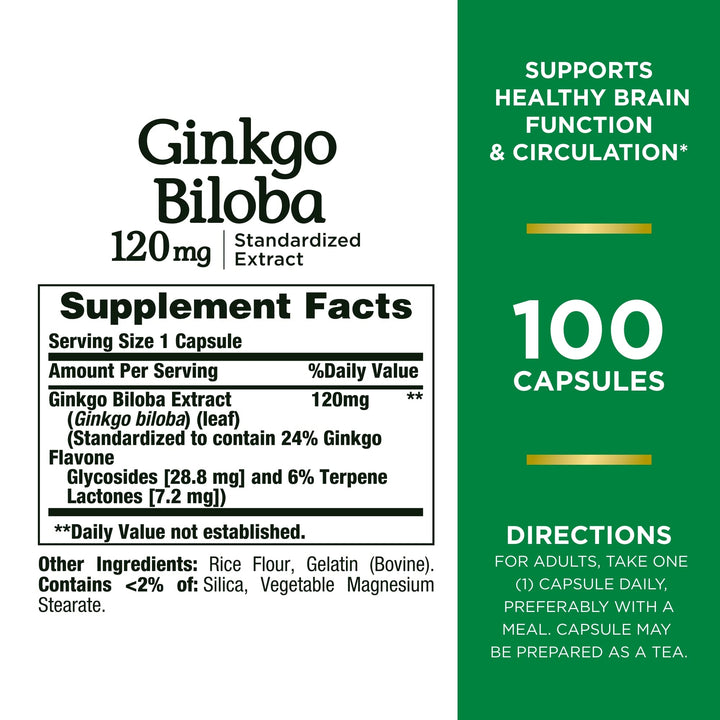 Nature&#39;s Bounty Ginkgo Biloba Capsules 120mg, M