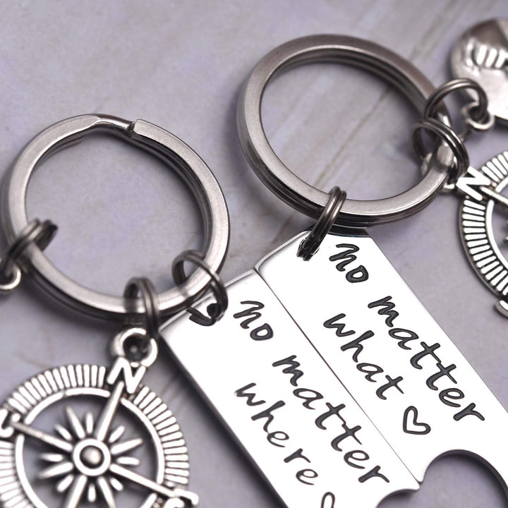 No Matter What No Matter Where Keychain Best Friend Long Distance Friendship Relationship Gift Polished Finish Set of 2