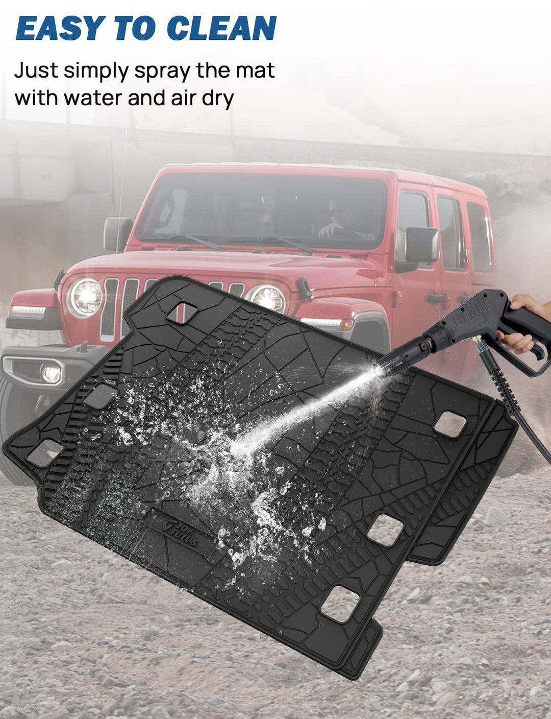 Cargo Mat fits 2018-2024 Wrangler JL 4X4 with OEM Subwoofer, All-Weather Guard Trunk Mat Cargo Liners Heavy Duty Waterproof Odorless Durable for Wrangler JL 2018-2024 4 Door - NOT FIT 4XE